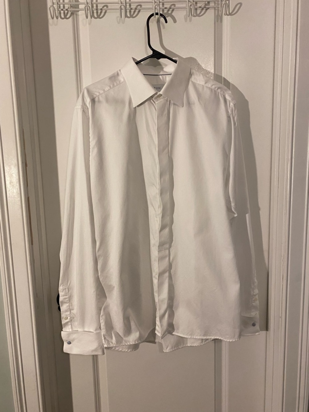 Eton White Textured Twill French Cuffs Cotton Dress Shirt